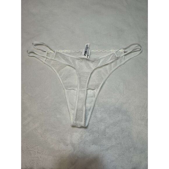 Victoria’s Secret PINK White Daisy Embroidered Mesh Thong Size 2XL - Picture 7 of 7